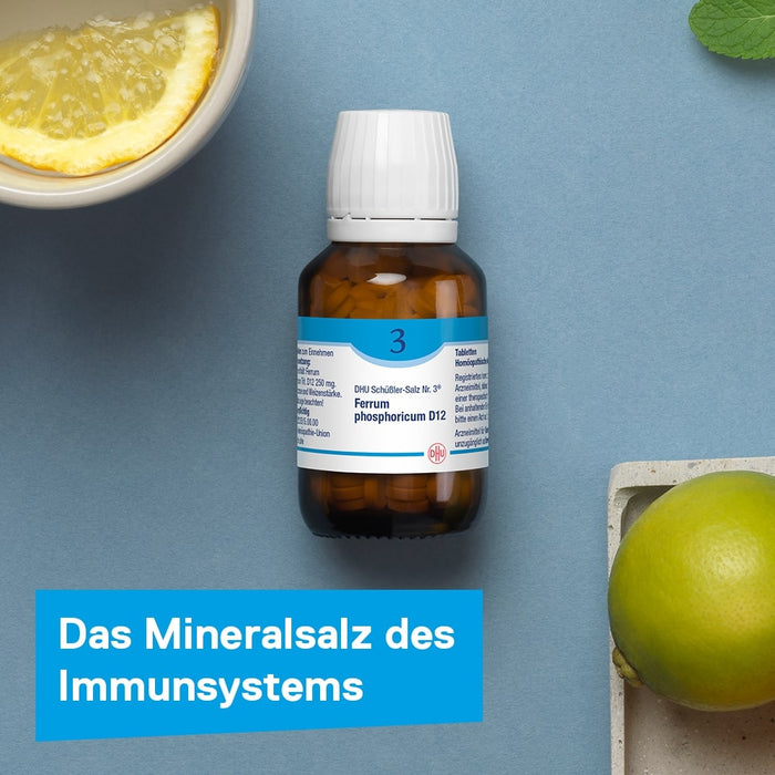 DHU Schüßler-Salz Nr. 3 Ferrum phosphoricum D6 – Das Mineralsalz des Immunsystems – das Original – umweltfreundlich im Arzneiglas, 420 pc Tablettes