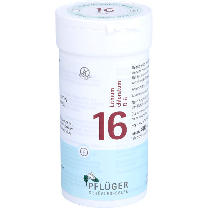 PFLÜGER Biochemie 16 Lithium chloratum D 6 Tabletten, 400 pc Tablettes