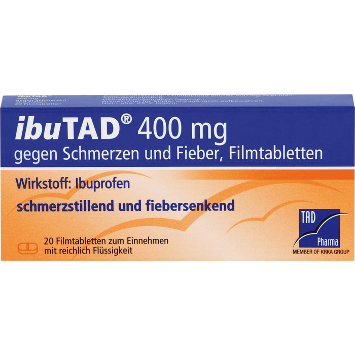 ibuTAD 400 mg Filmtabletten gegen Schmerzen und Fieber, 20 pc Tablettes