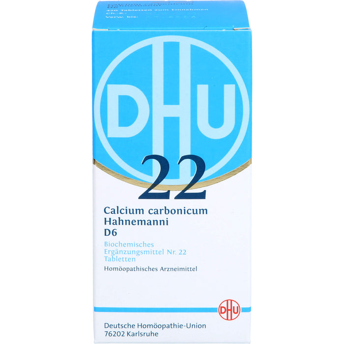 DHU Calcium carbonicum Hahnemanni D6 Biochemisches Ergänzungsmittel Nr. 22 – Das Mineralsalz des Calciumstoffwechsels und des Lymphsystems – umweltfreundlich im Arzneiglas, 420 St. Tabletten