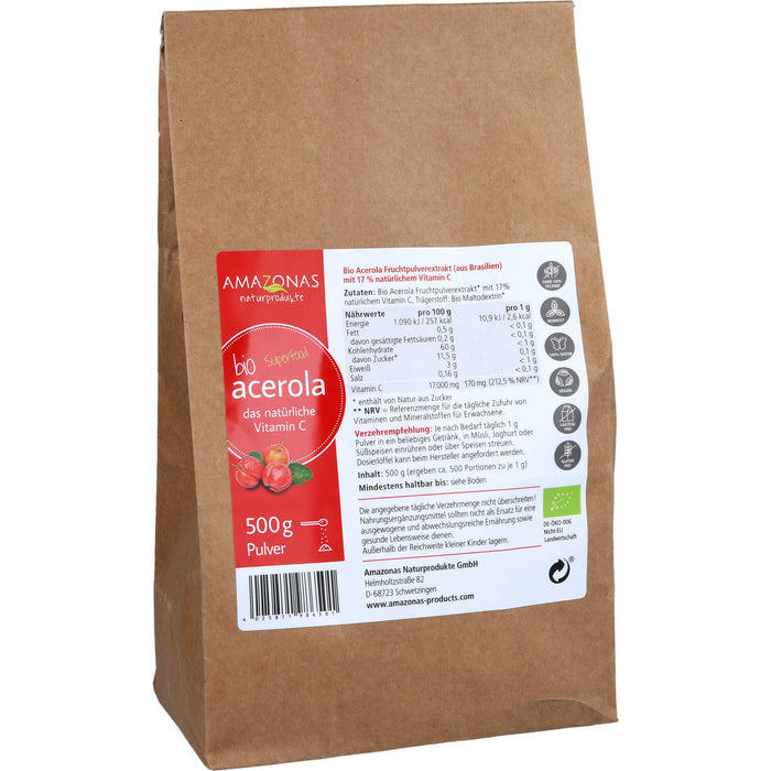 AMAZONAS Acerola Pulver bio, 500 g Powder