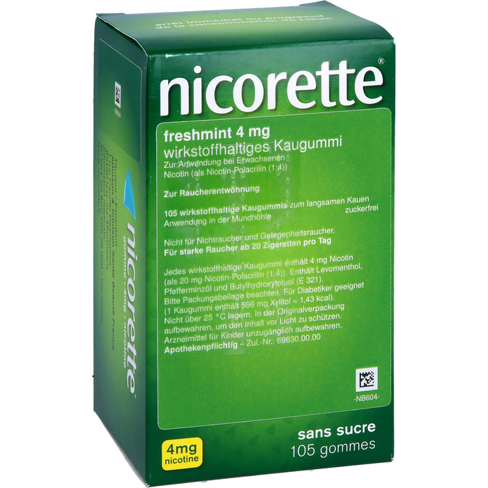 nicorette 4 mg freshmint wirkstoffhaltige Kaugummis, 105 St. Kaugummi