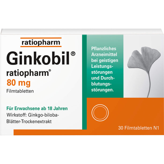 Ginkobil ratiopharm 80 mg Filmtabletten, 30 pc Tablettes