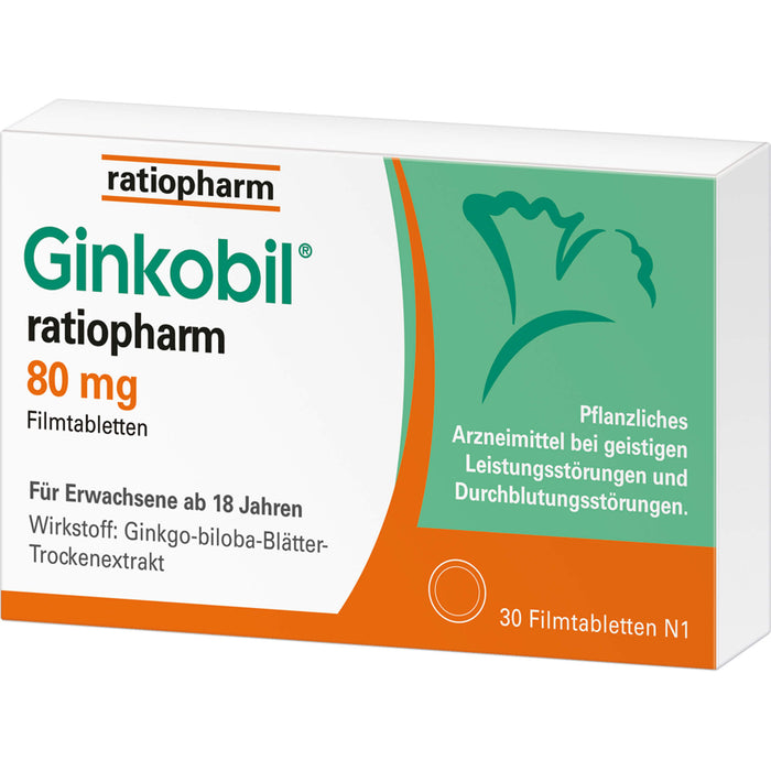 Ginkobil ratiopharm 80 mg Filmtabletten, 30 pcs. Tablets