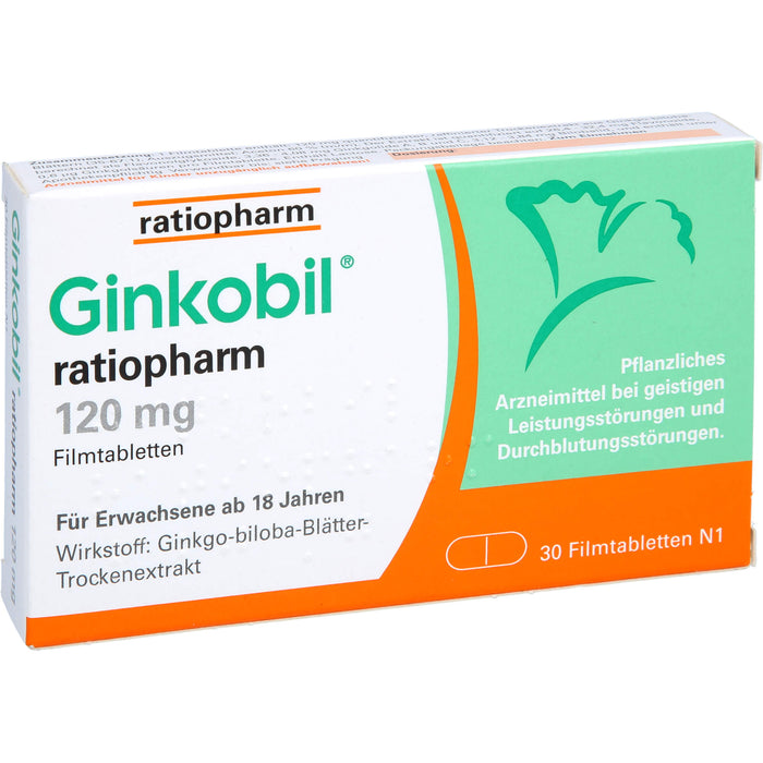 Ginkobil ratiopharm 120 mg Filmtabletten, 30 pc Tablettes