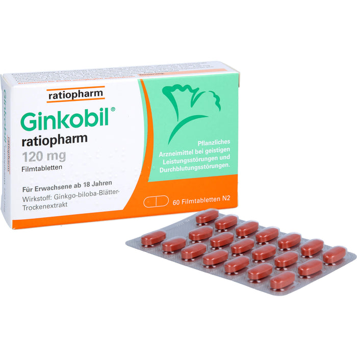 Ginkobil ratiopharm 120 mg Filmtabletten, 60 pc Tablettes