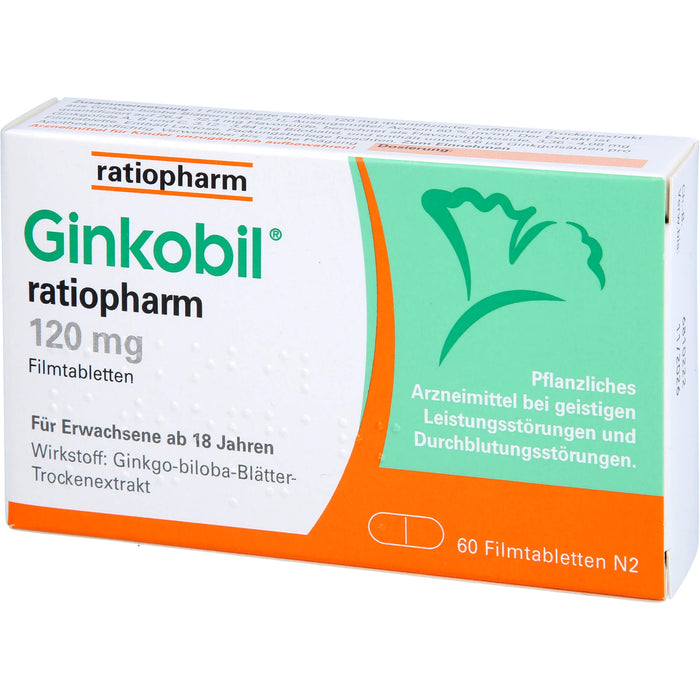 Ginkobil ratiopharm 120 mg Filmtabletten, 60 pc Tablettes