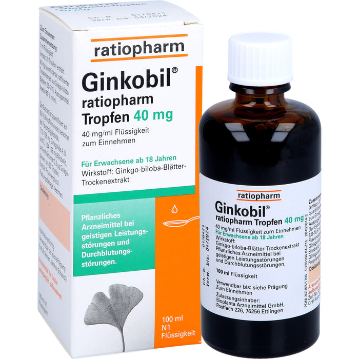 Ginkobil ratiopharm Tropfen 40 mg, 100 ml TRO