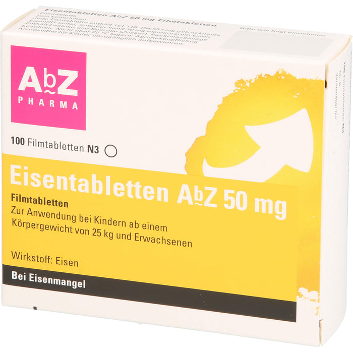 Eisentabletten AbZ 50 mg Filmtabletten, 100 St. Tabletten