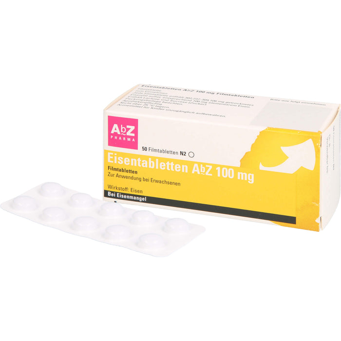 Eisentabletten AbZ 100 mg Filmtabletten, 50 pc Tablettes