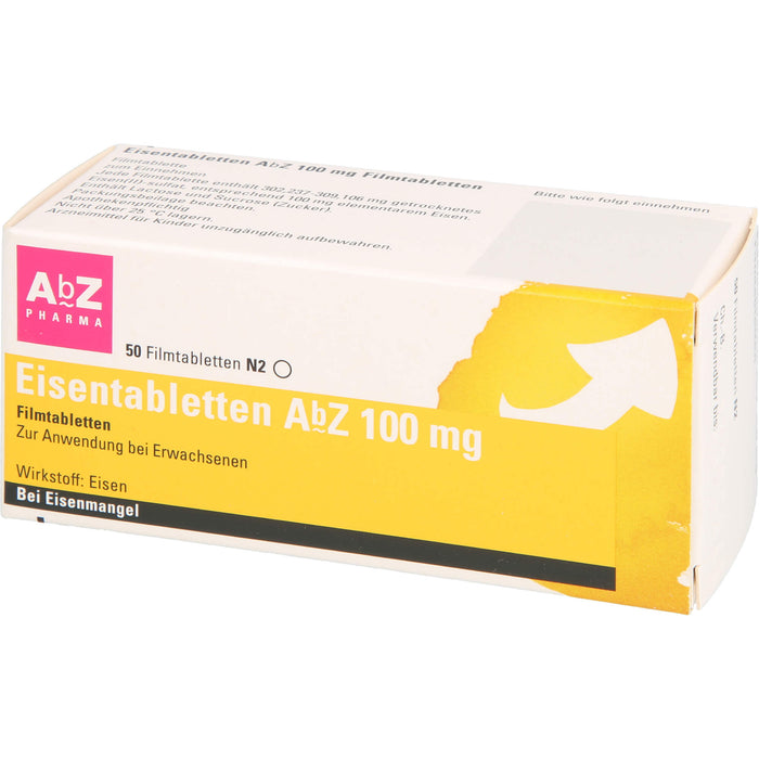 Eisentabletten AbZ 100 mg Filmtabletten, 50 pc Tablettes