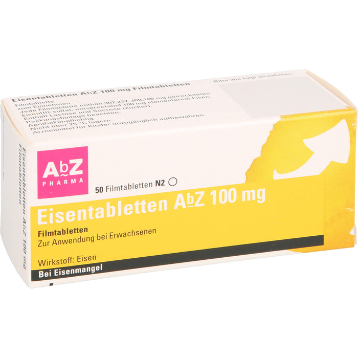 Eisentabletten AbZ 100 mg Filmtabletten, 50 pcs. Tablets