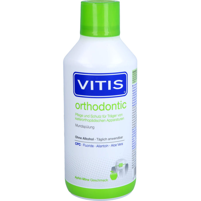 VITIS orthodontic Mundspülung zur ergänzenden Pflege für Träger von Zahnspangen, 500 ml Lösung