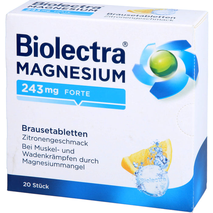 Biolectra Magnesium 243 mg forte Brausetabletten Zitronengeschmack, 20 pcs. Tablets