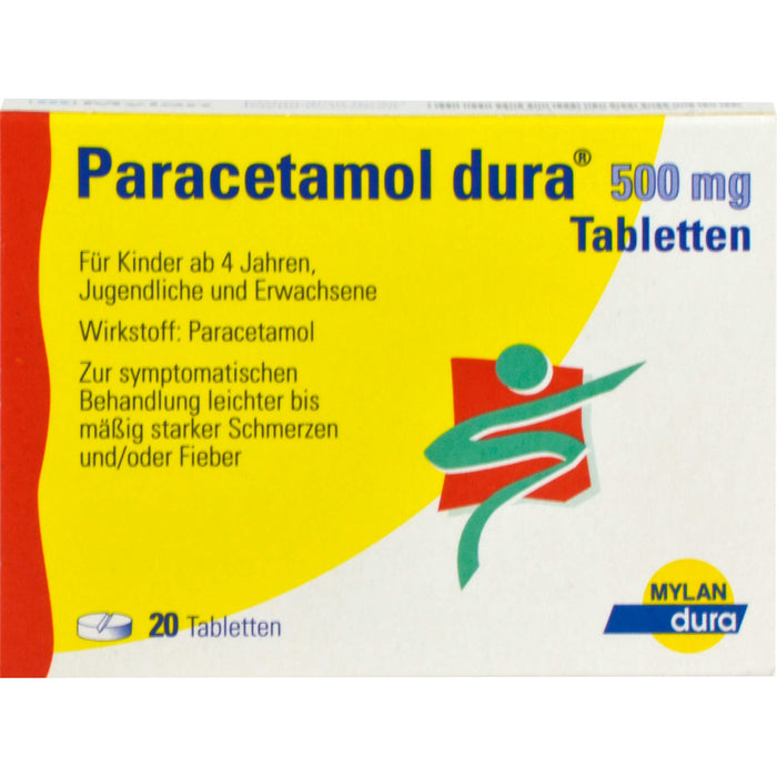 Paracetamol dura Tabletten bei leichten bis mäßigen Schmerzen, 20 pc Tablettes