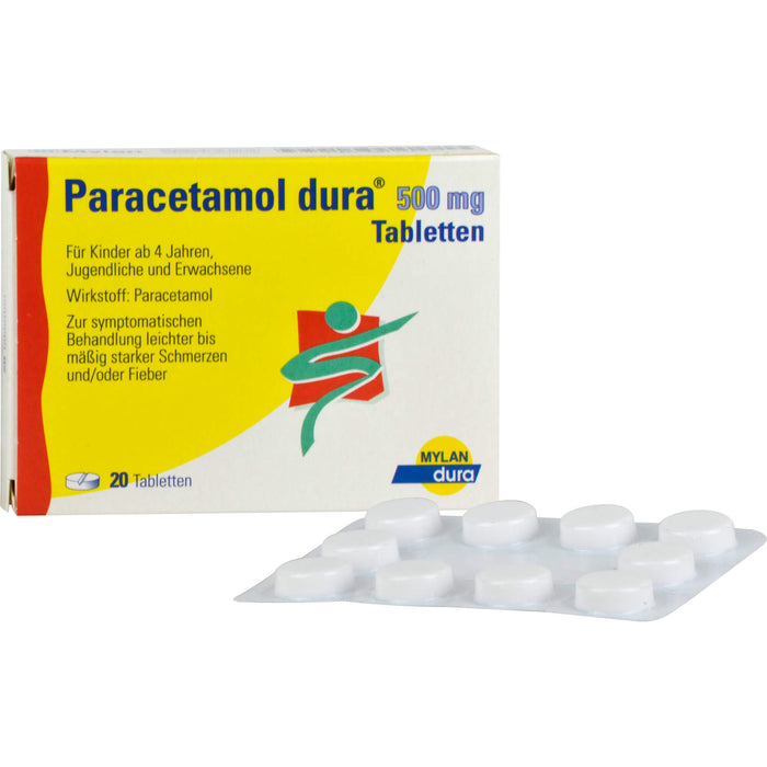 Paracetamol dura Tabletten bei leichten bis mäßigen Schmerzen, 20 pc Tablettes