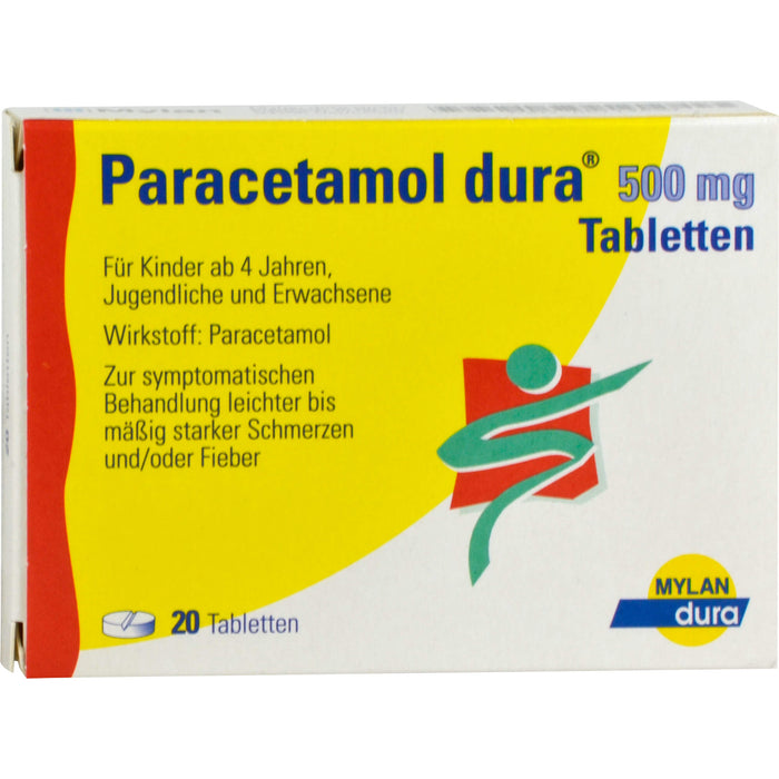 Paracetamol dura Tabletten bei leichten bis mäßigen Schmerzen, 20 pcs. Tablets