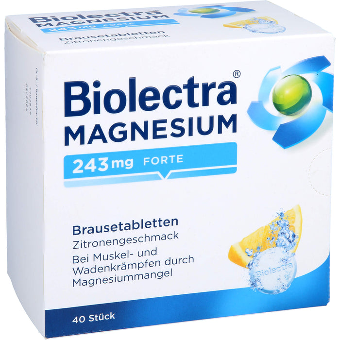 Biolectra Magnesium 243 mg forte Brausetabletten Zitronengeschmack, 40 pc Tablettes