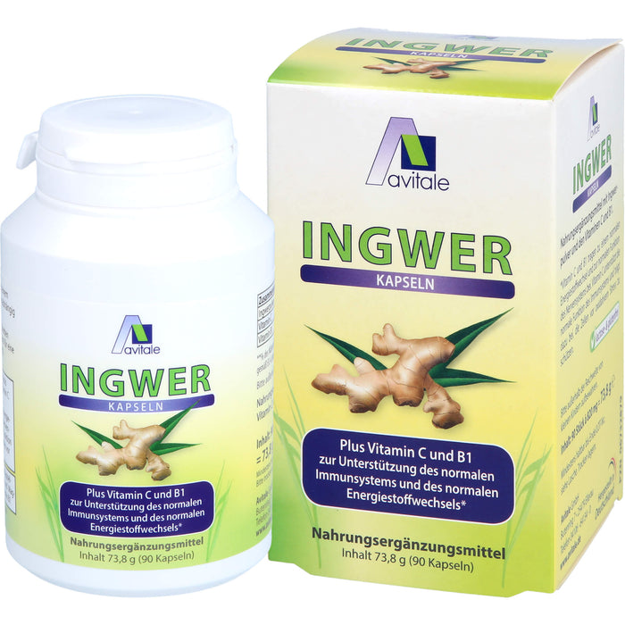 Avitale Ingwer Plus Vitamin C und B1 Kapseln, 90 pcs. Capsules