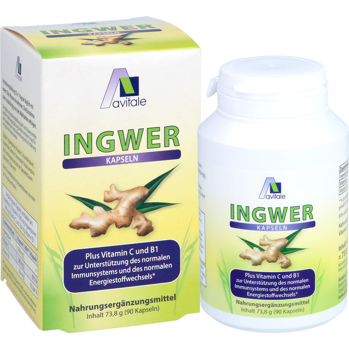 Avitale Ingwer Plus Vitamin C und B1 Kapseln, 90 pcs. Capsules