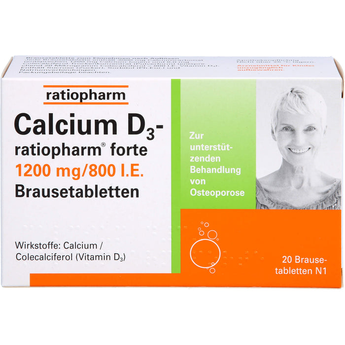 Calcium D3-ratiopharm forte, 1200mg/800 I.E. Brausetabletten, 20 St BTA