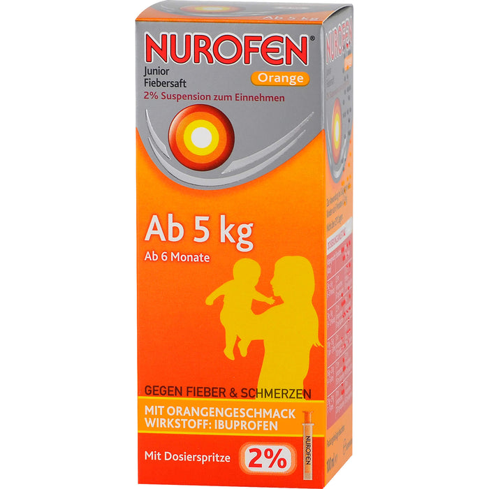 Nurofen Junior Fiebersaft Orange ab 3 Monaten 20 mg/ml, 100 ml Lösung