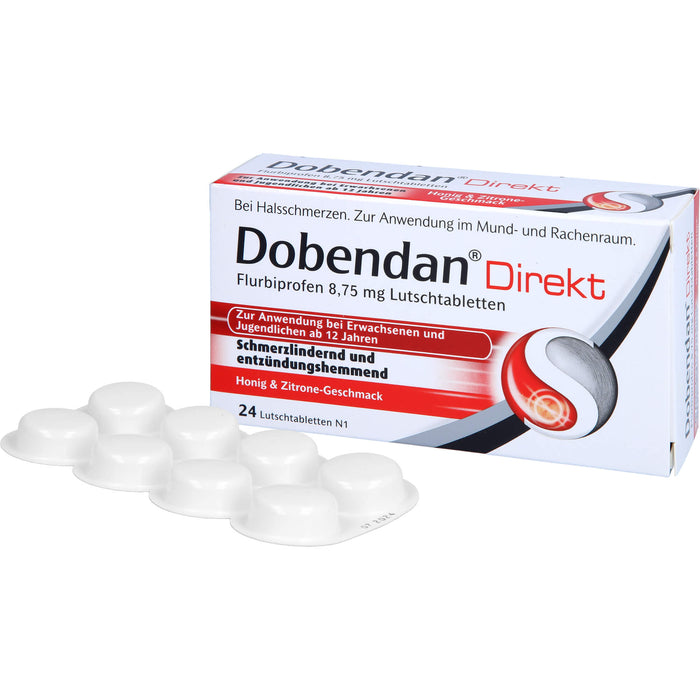 DOBENDAN Direkt Lutschtabletten bei starken Halsschmerzen & Schluckbeschwerden, 24 pc Tablettes