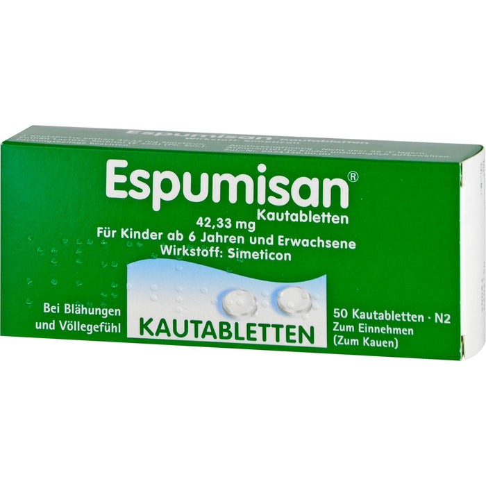 Espumisan Kautabletten bei Blähungen und Völlegefühl, 50 St. Tabletten