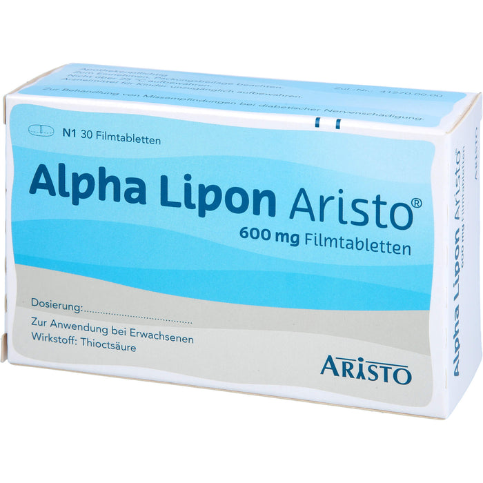 Aristo Alpha Lipon 600 mg Filmtabletten bei Missempfindungen bei Polyneuropathie, 30 St. Tabletten