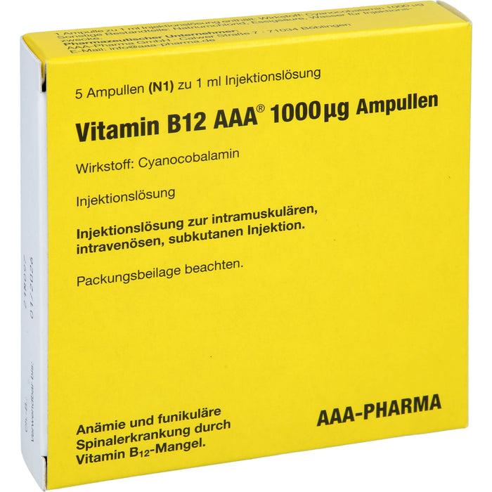 Vitamin B12 AAA 1000 µg Ampullen, 5 ml Lösung