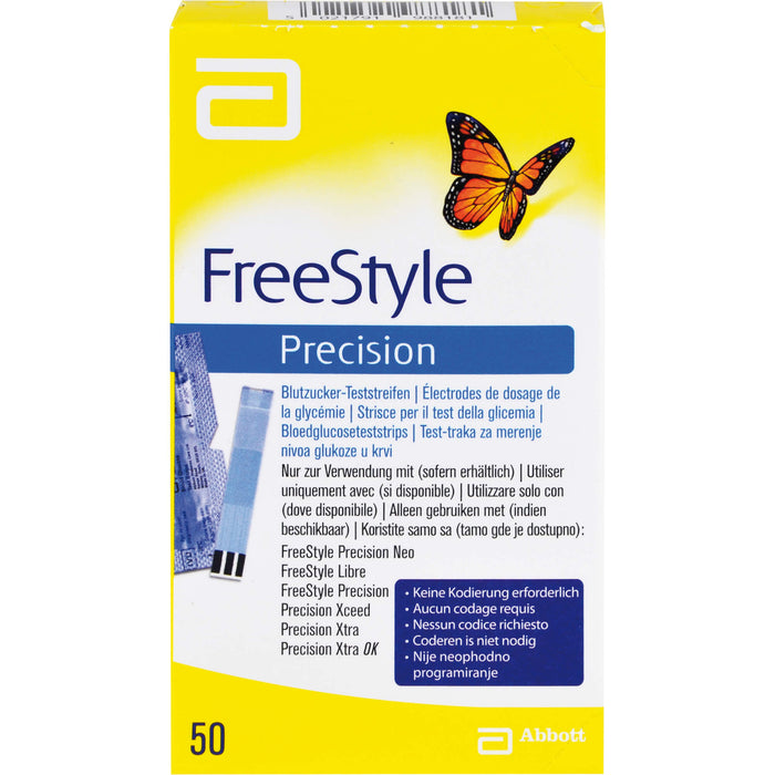 FreeStyle Precision Blutzucker-Teststrreifen ohne Codieren, 50 pcs. Test strips