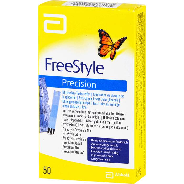 FreeStyle Precision Blutzucker-Teststrreifen ohne Codieren, 50 pcs. Test strips