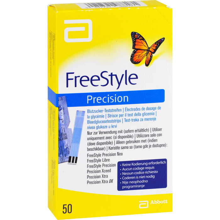 FreeStyle Precision Blutzucker-Teststrreifen ohne Codieren, 50 pcs. Test strips