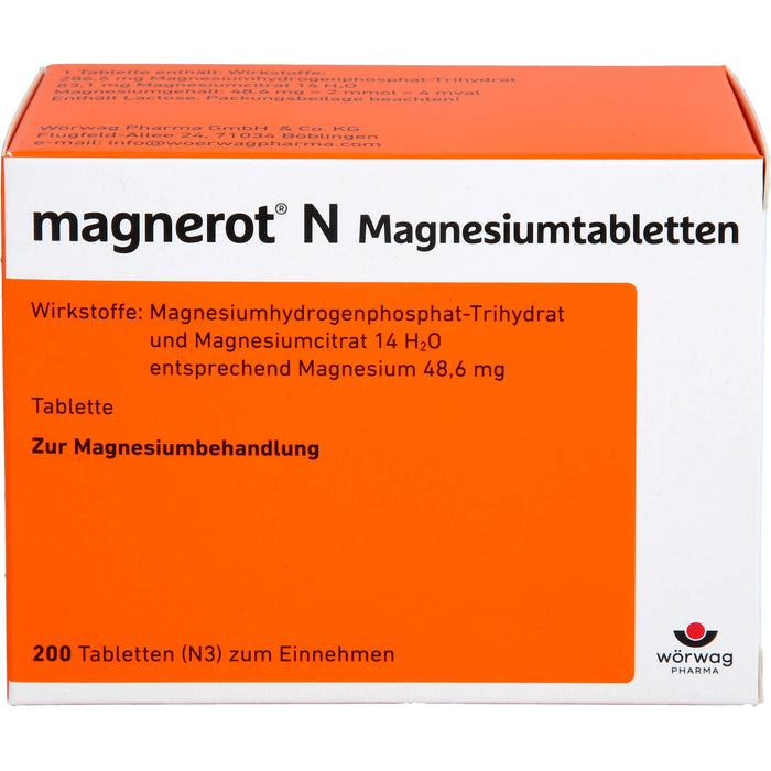 magnerot N Magnesiumtabletten zur Magnesiumbehandlung, 200 St. Tabletten