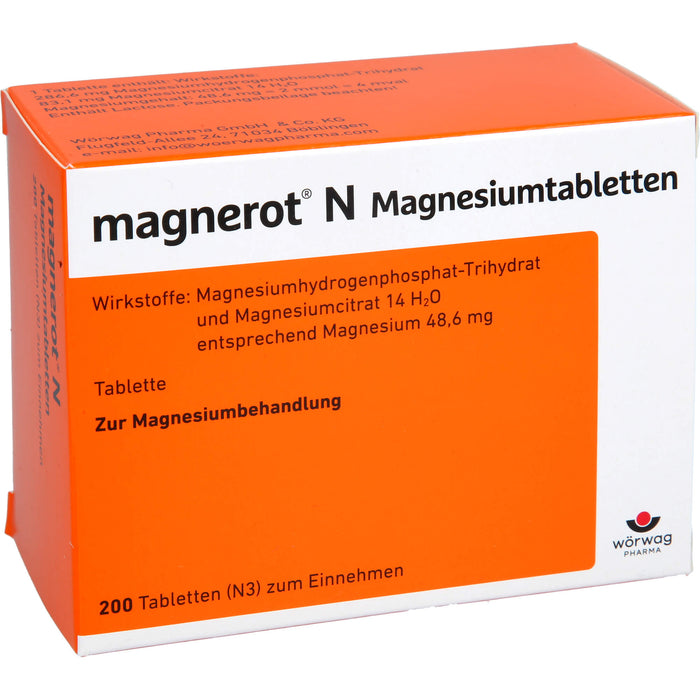 magnerot N Magnesiumtabletten zur Magnesiumbehandlung, 200 St. Tabletten