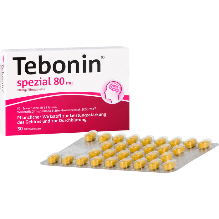 Tebonin spezial 80 mg Filmtabletten zur Leistungsstärkung des Gehirns und zur Durchblutung, 30 St. Tabletten
