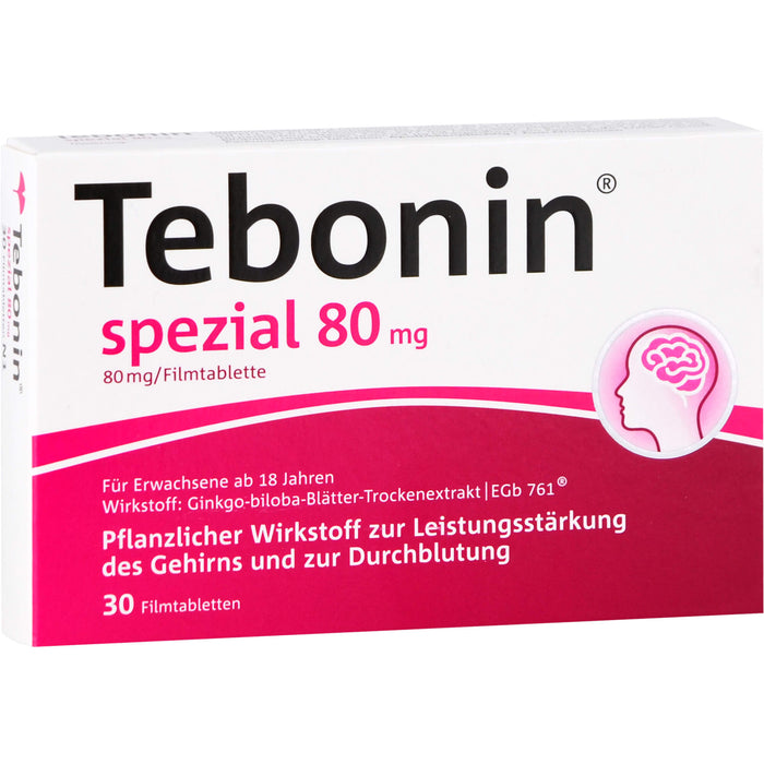 Tebonin spezial 80 mg Filmtabletten zur Leistungsstärkung des Gehirns und zur Durchblutung, 30 St. Tabletten