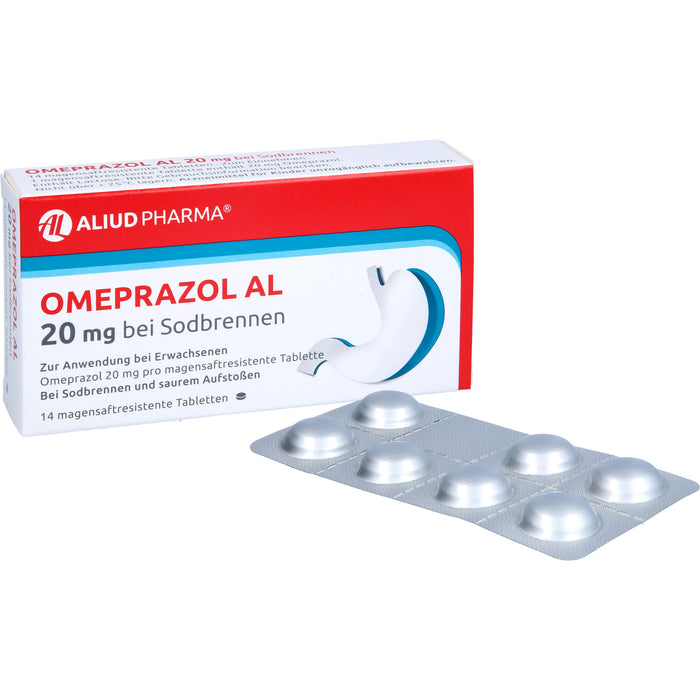 Omeprazol AL 20 mg Tabletten bei Sodbrennen, 14 St. Tabletten