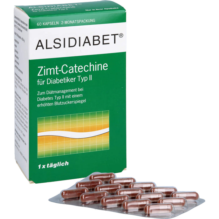 ALSIDIABET Zimt-Catechine für Diabetiker Typ II, 60 St. Kapseln