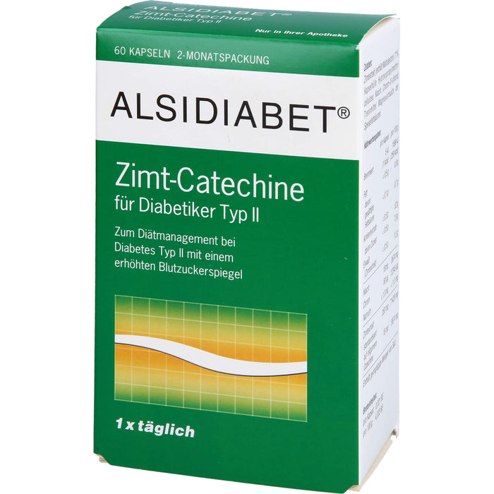 ALSIDIABET Zimt-Catechine für Diabetiker Typ II, 60 St. Kapseln