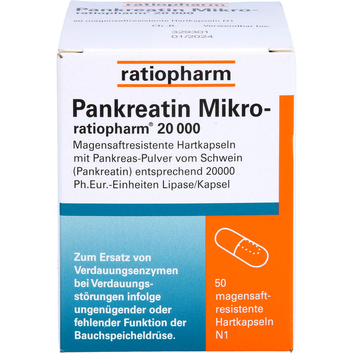 Pankreatin Mikro-ratiopharm 20000 Hartkapseln, 50 St. Kapseln