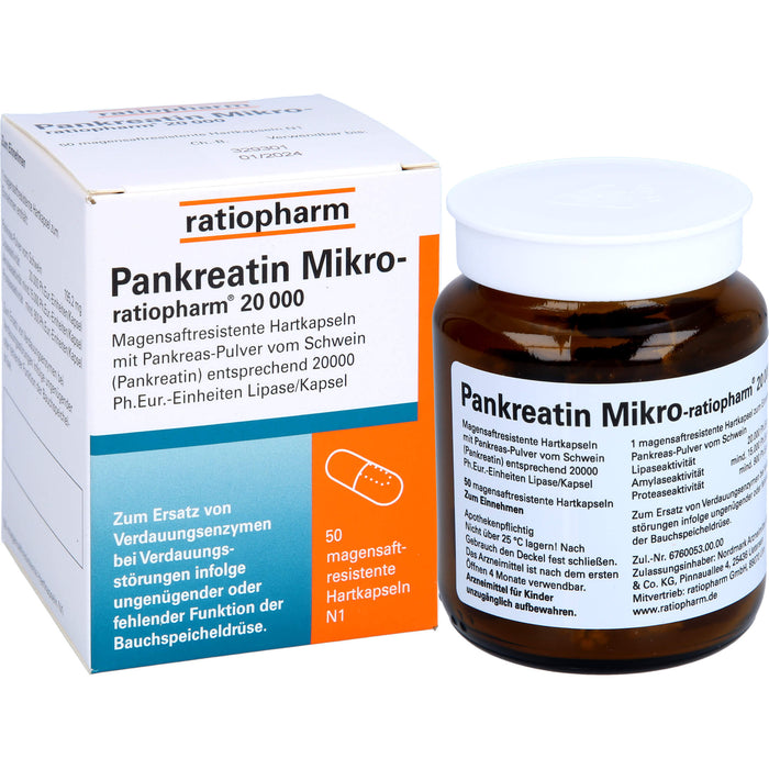 Pankreatin Mikro-ratiopharm 20000 Hartkapseln, 50 St. Kapseln