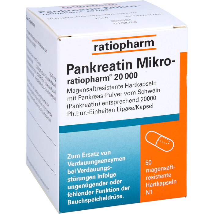 Pankreatin Mikro-ratiopharm 20000 Hartkapseln, 50 St. Kapseln