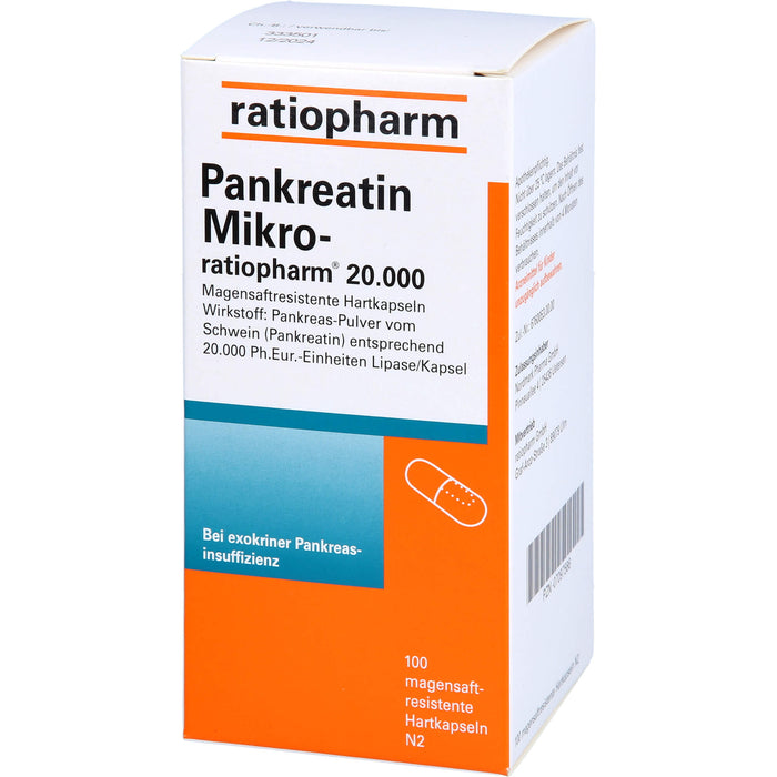 Pankreatin Mikro-ratiopharm 20 000 Hartkapseln bei Verdauungsstörungen, 100 pcs. Capsules