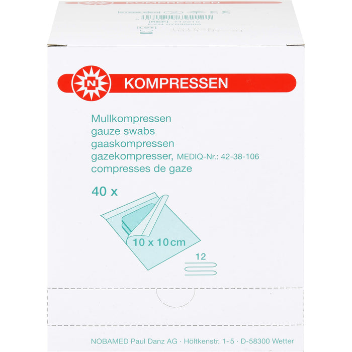 MULLKOMPRESSE 10X10CM 12FACH STERILE KOMPR PRO SET, 40X2 St KOM