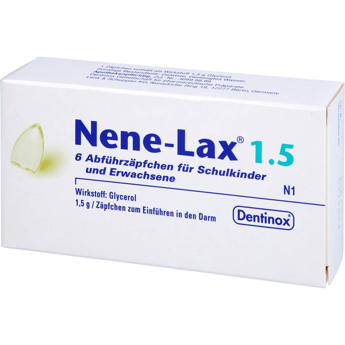 Nene-Lax 1.5 Abführzäpfchen für Schulkinder und Erwachsene, 5 St. Zäpfchen