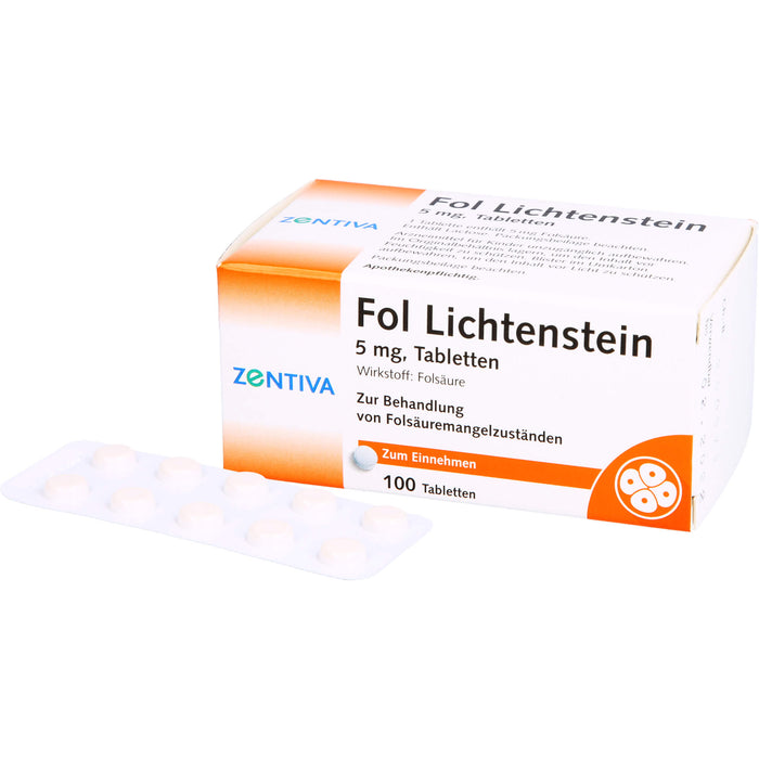 Fol Lichtenstein 5 mg Tabletten bei Folsäuremangelzuständen, 100 pc Tablettes