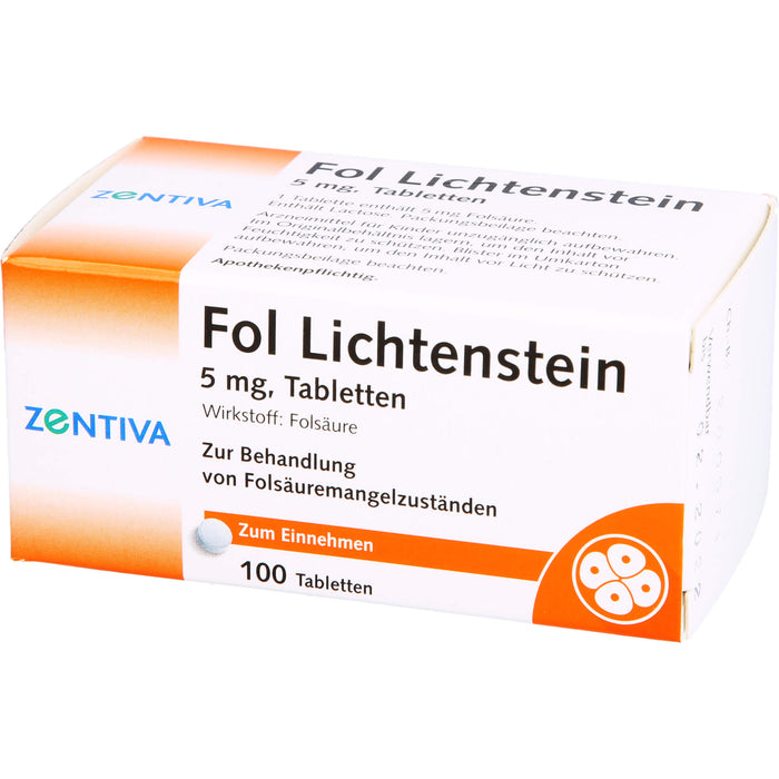 Fol Lichtenstein 5 mg Tabletten bei Folsäuremangelzuständen, 100 pc Tablettes