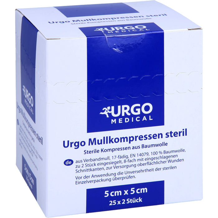 URGO MULLKOMPR 5X5CM STERIL, 25X2 St KOM