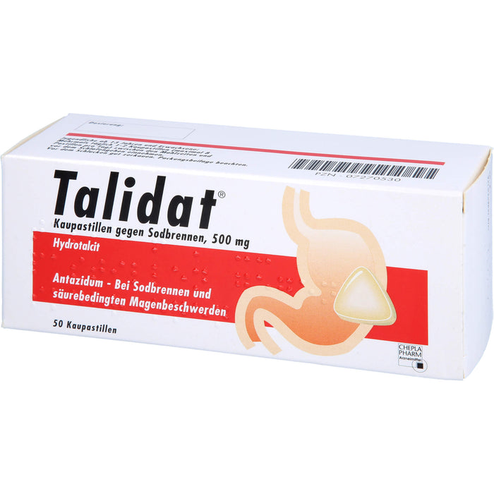 Talidat Kaupastillen gegen Sodbrennen, 500 mg, 50 St PAS